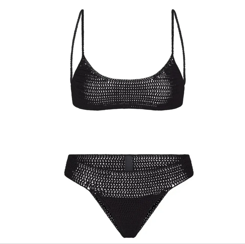 NWT SKIMS CROCHET SWIM BIKINI SET IN ONYX